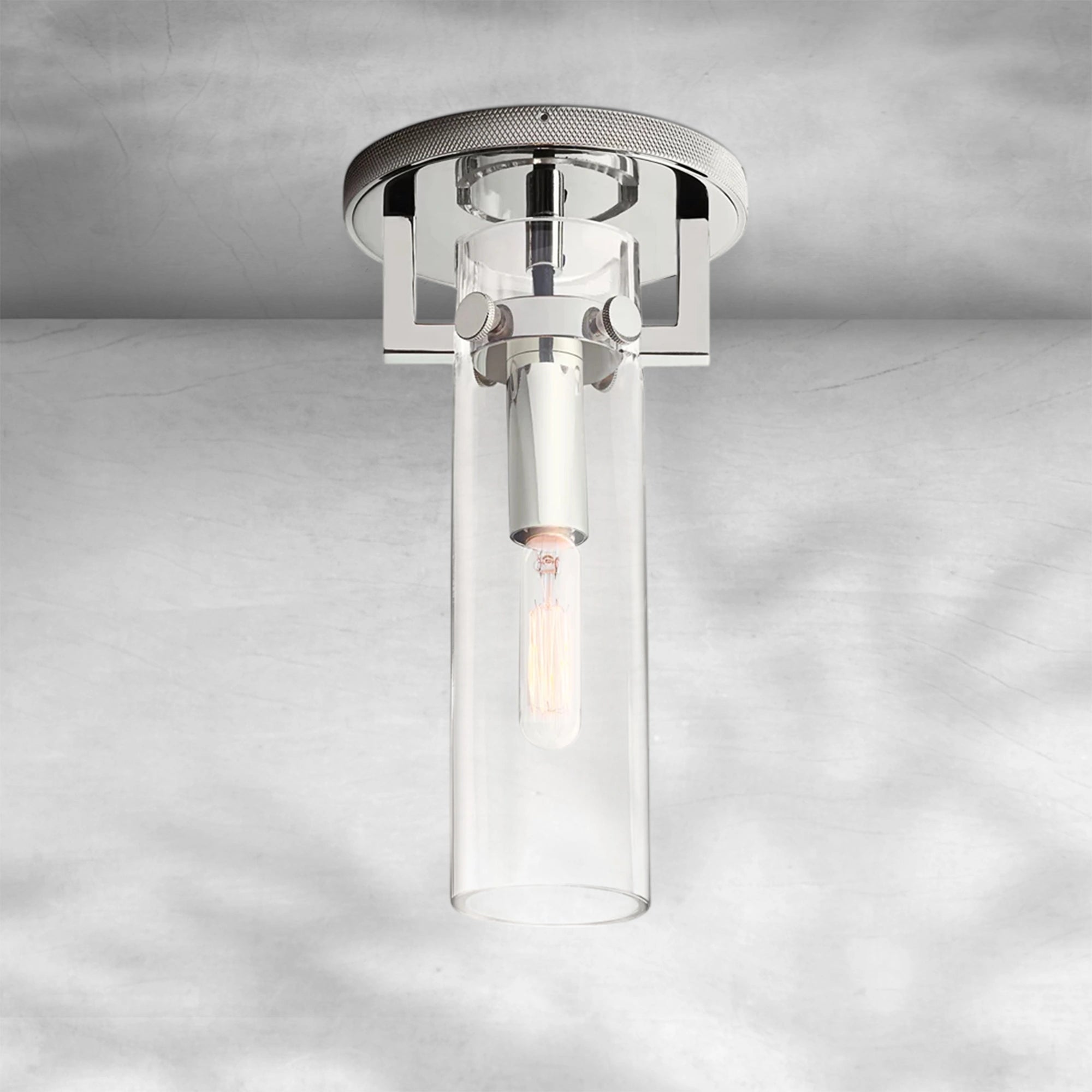 Machine Glass Cylinder Flushmount