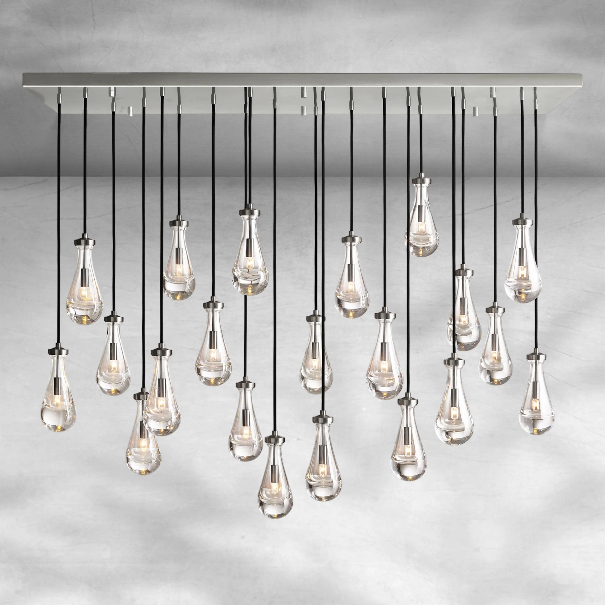 Raindrop Glass Linear Chandelier 72"