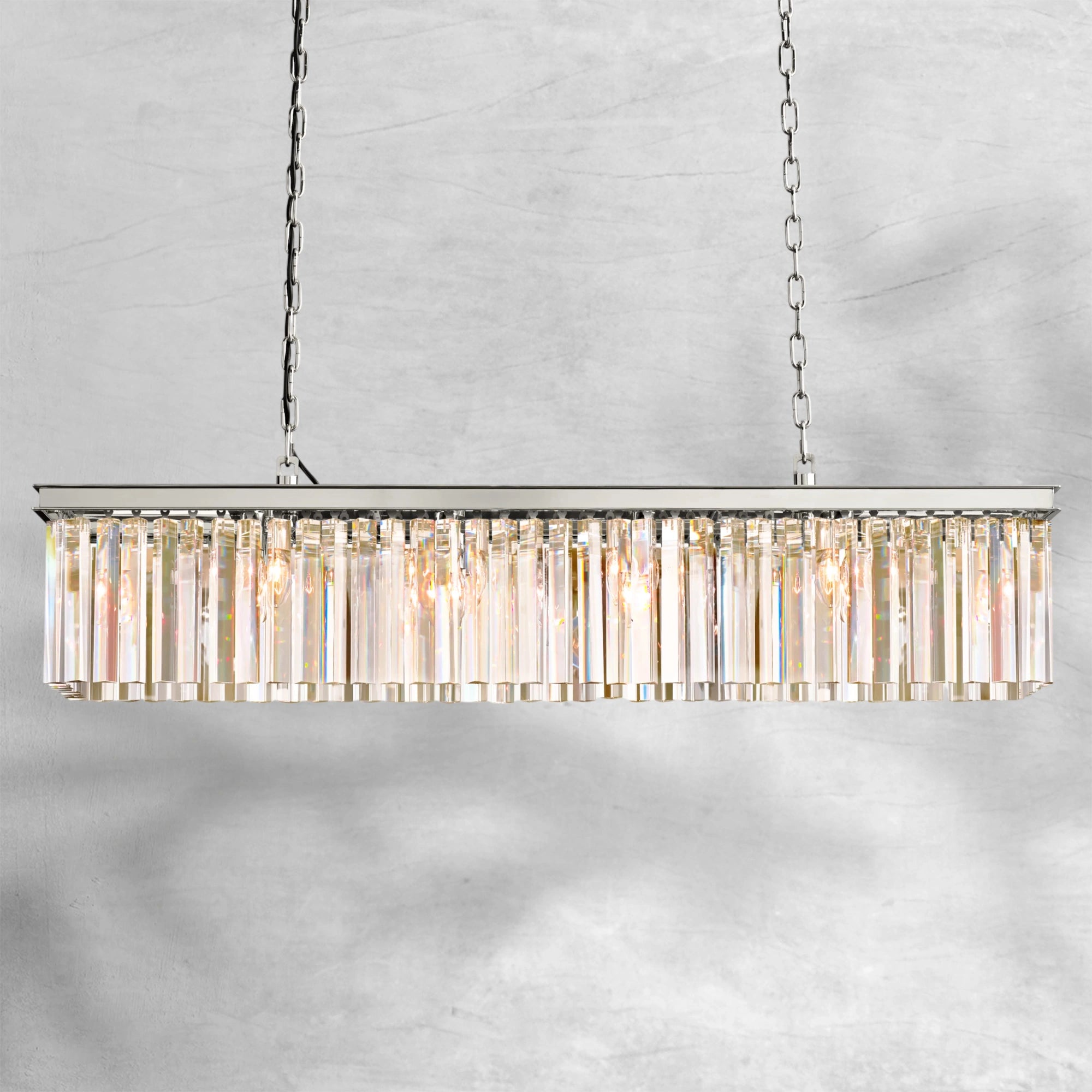 Rhysol Rectangular Crystal Chandelier 49"