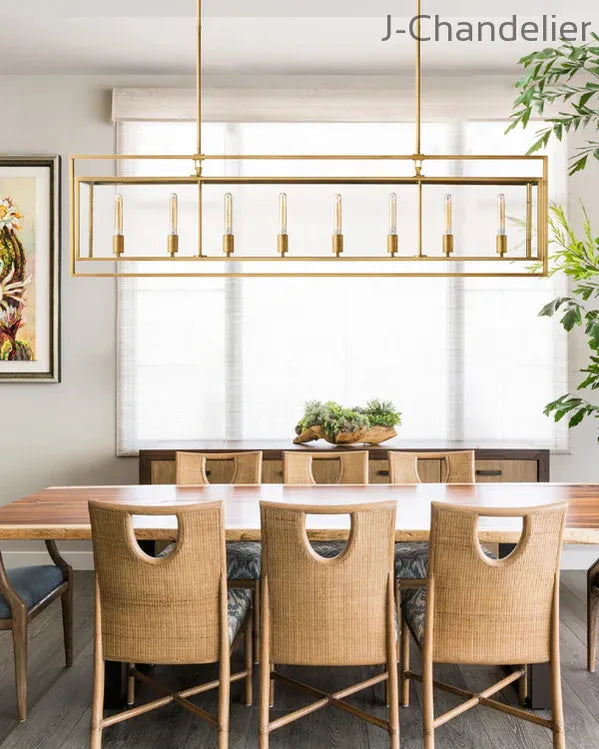 Baker Glass Lantern Rectangular Chandelier 54"