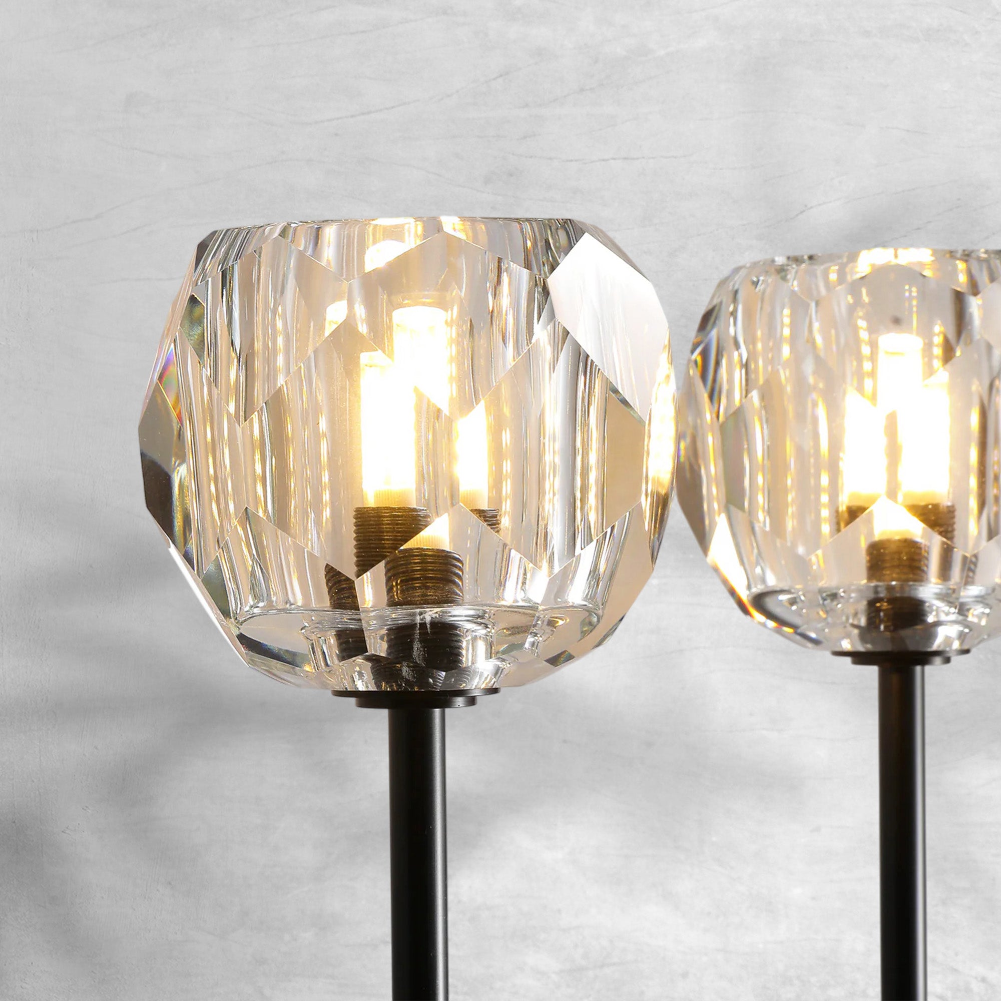 Bille De Crystal Smoke Glass Double Grand Wall Sconce