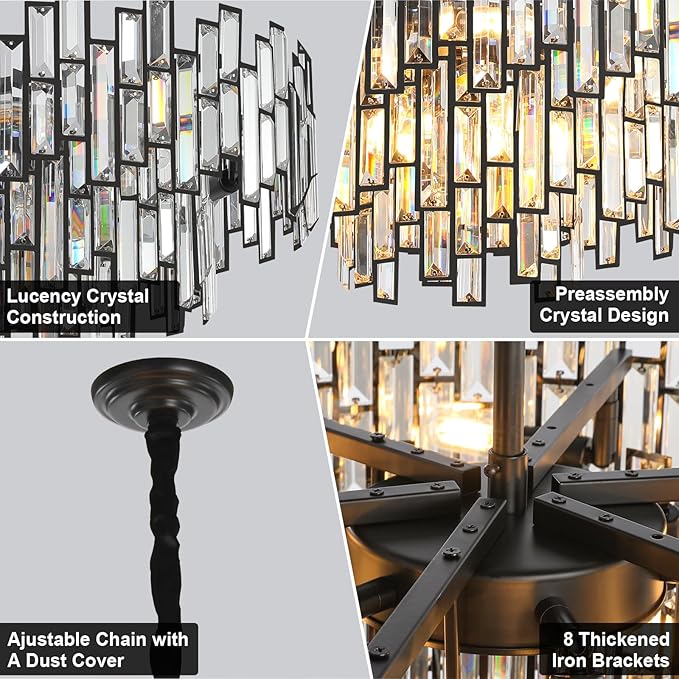 Modern Crystal Chandelier for High Ceilings