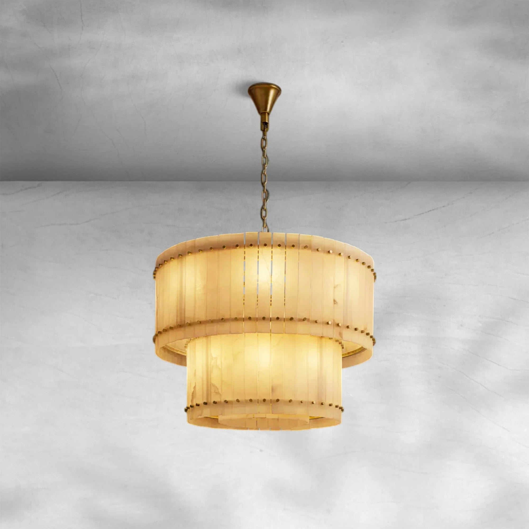 Sun Marcus Alabaster Round Tiered Chandelier