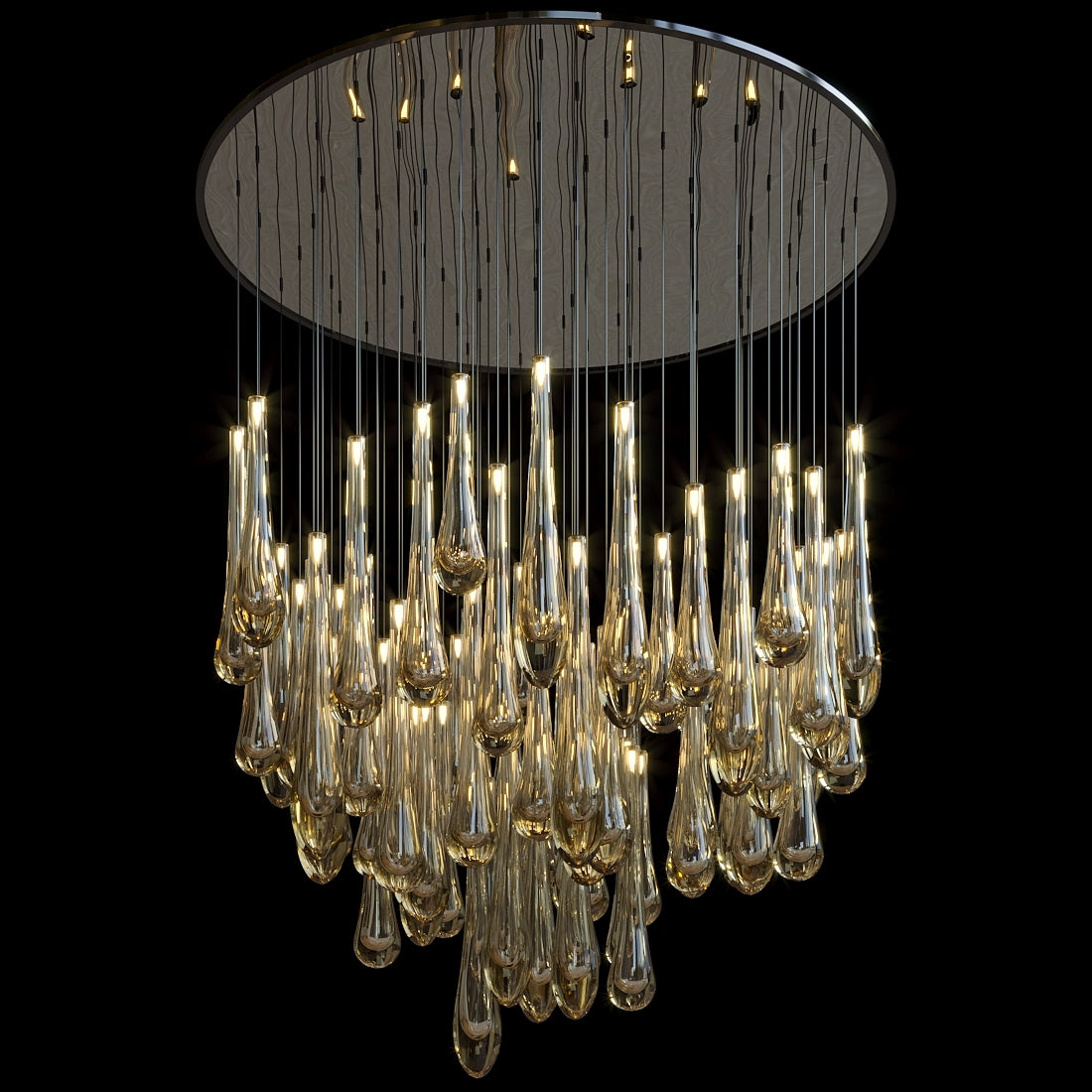 Aurelia Amber Teardrop Rain Glass Chandelier