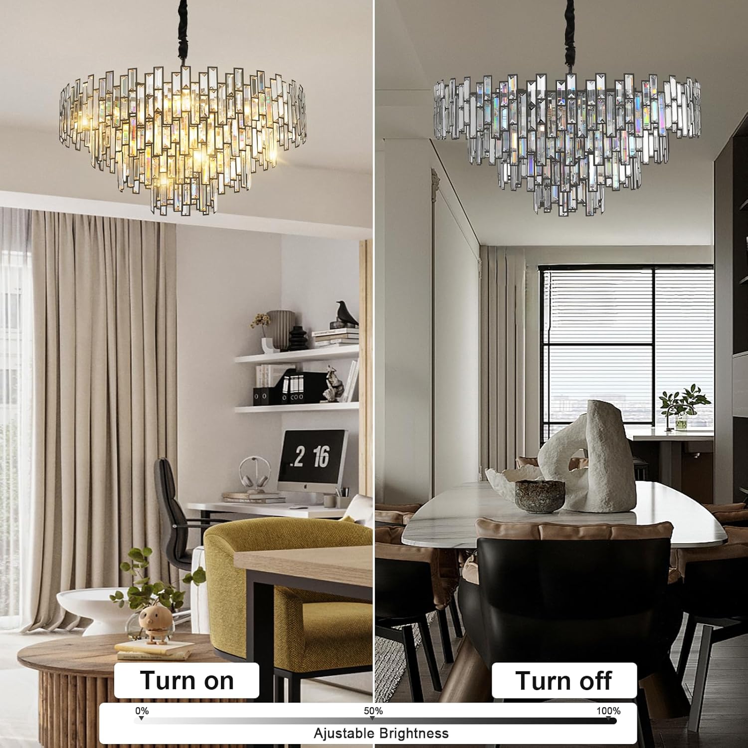 Modern Crystal Chandelier for High Ceilings