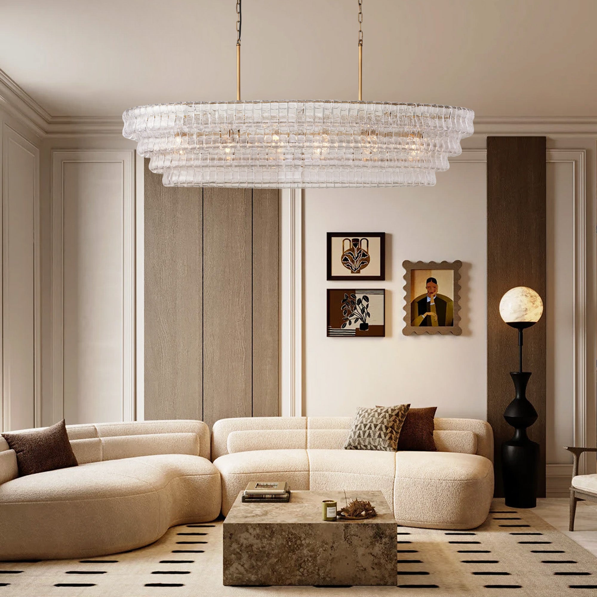 Ghiaccio Oval Chandelier 54"W/65"W