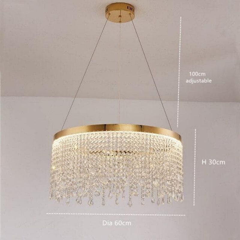 JC Modern Crystal Tassel Ring Chandelier