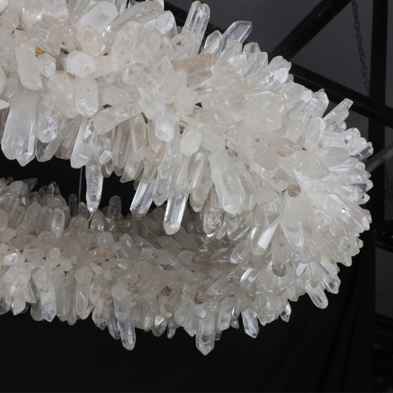 JC Vosa Modern Clear Geode Quartz Crystal Oval Chandelier 47"