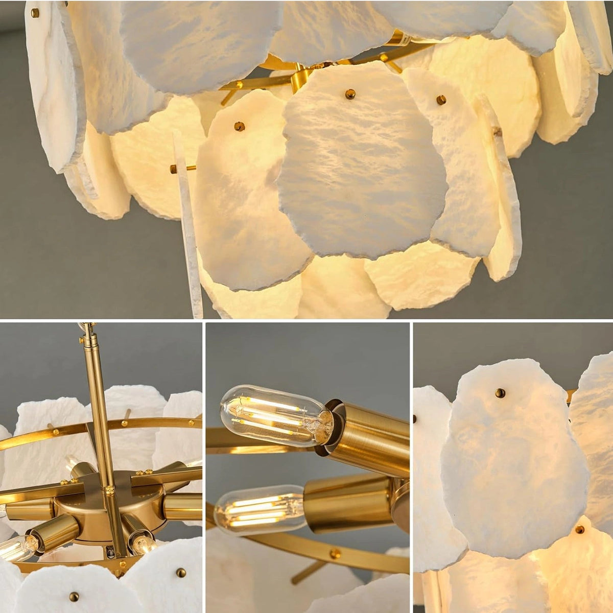 Your Brand Tiered Round Alabaster Chandelier