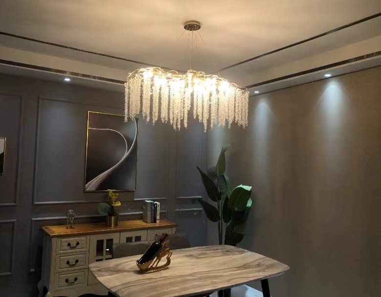 Elegant Crystal Icicle Chandelier in Branch Style for Dining Table Use