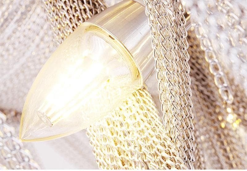 JC Liz Luxury Double-Layer Aluminum Chain Tassel Chandelier