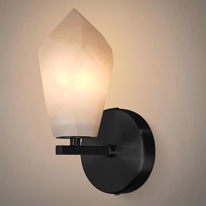 Elegant Black Alabaster Wall Sconce with Dimmable LED Light