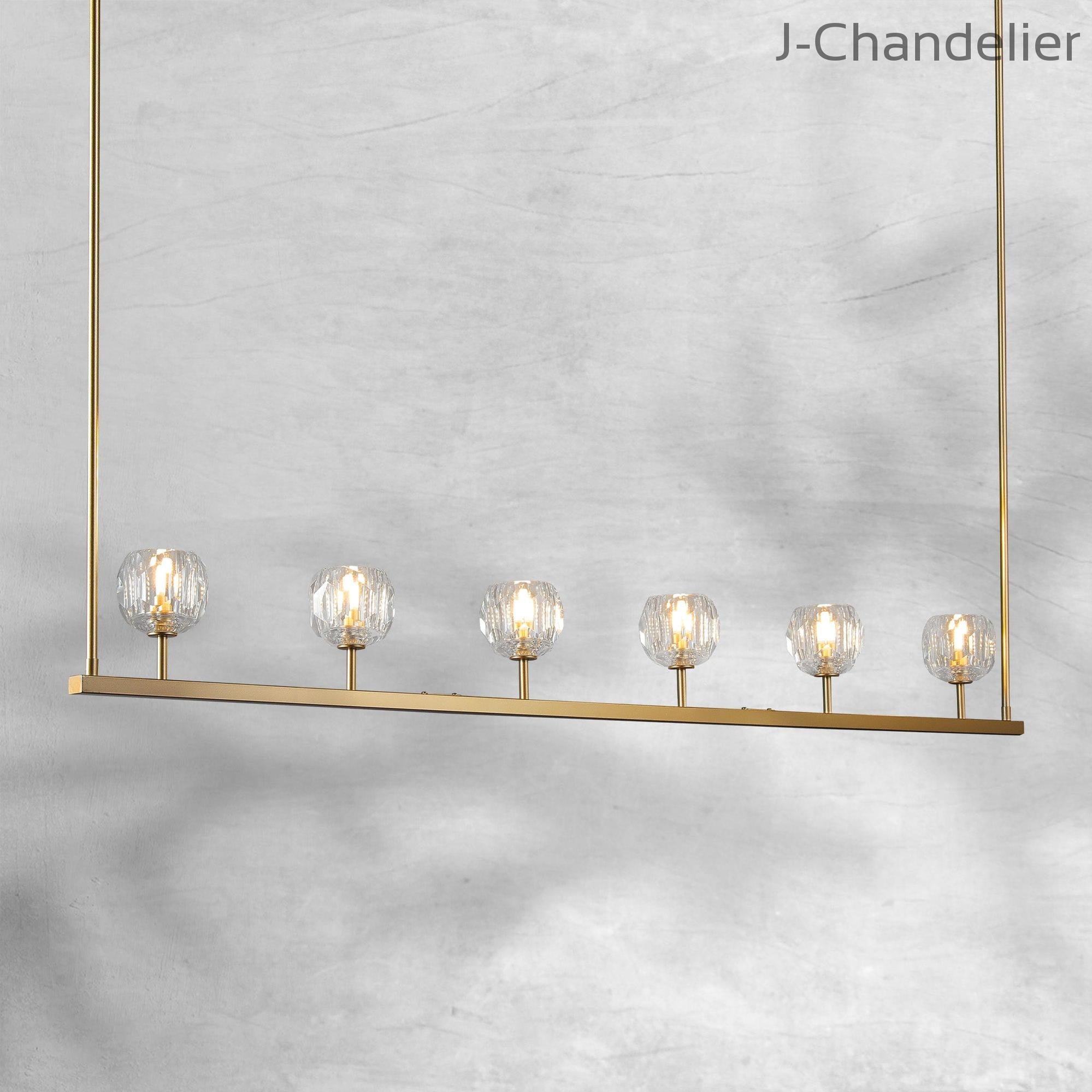 Bille De Crystal Ball Linear Chandelier 48” 60"