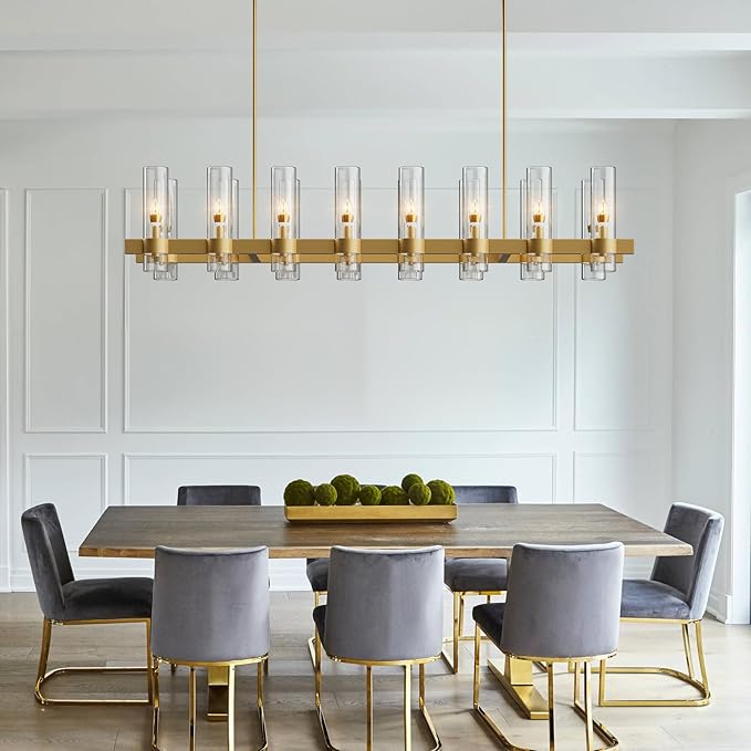 Modern Farmhouse Brass Chandelier 9 Light Pendant 54 61 67 Inch
