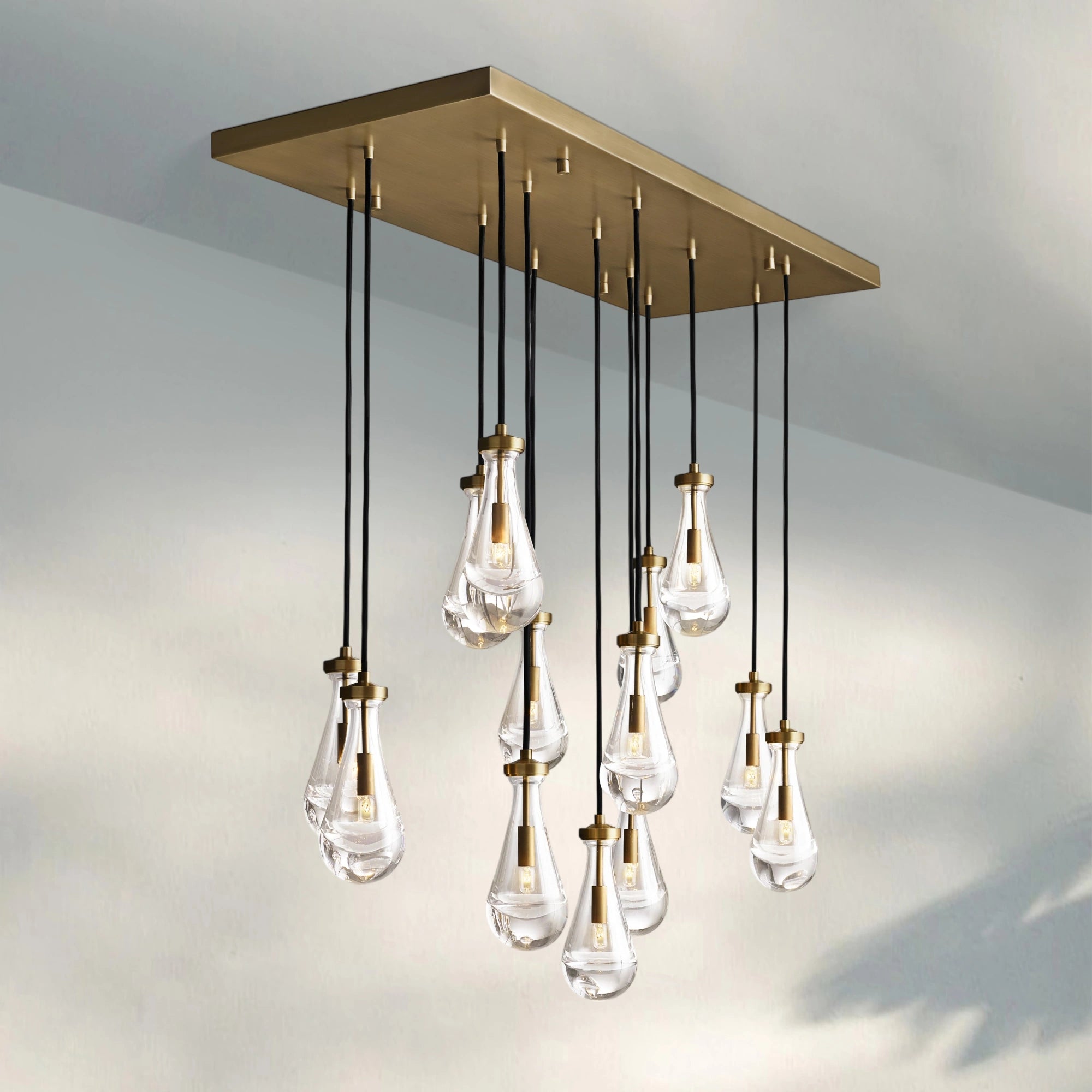 Raindrop Glass Linear Chandelier 54"
