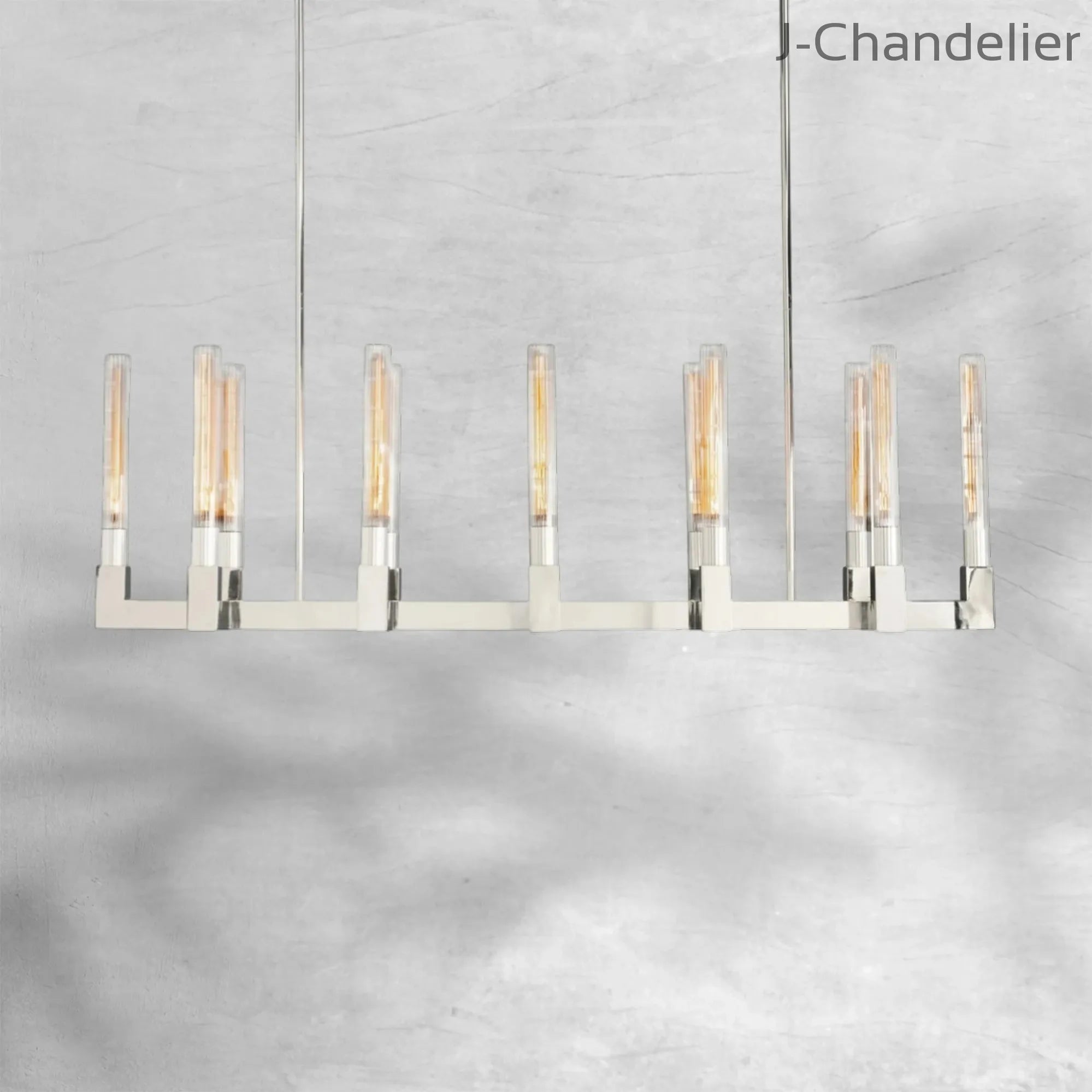 Cannel Glass Linear Chandelier 55"
