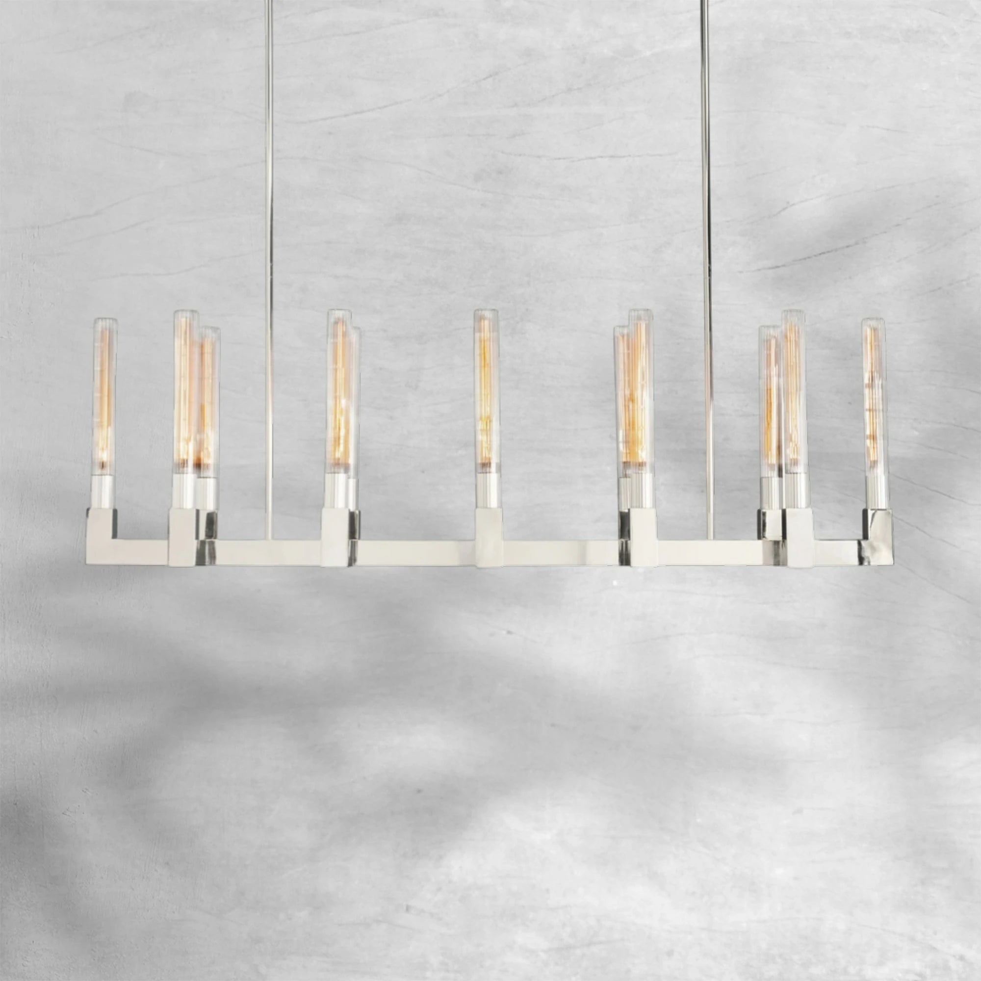 Cannel Glass Linear Chandelier 55"
