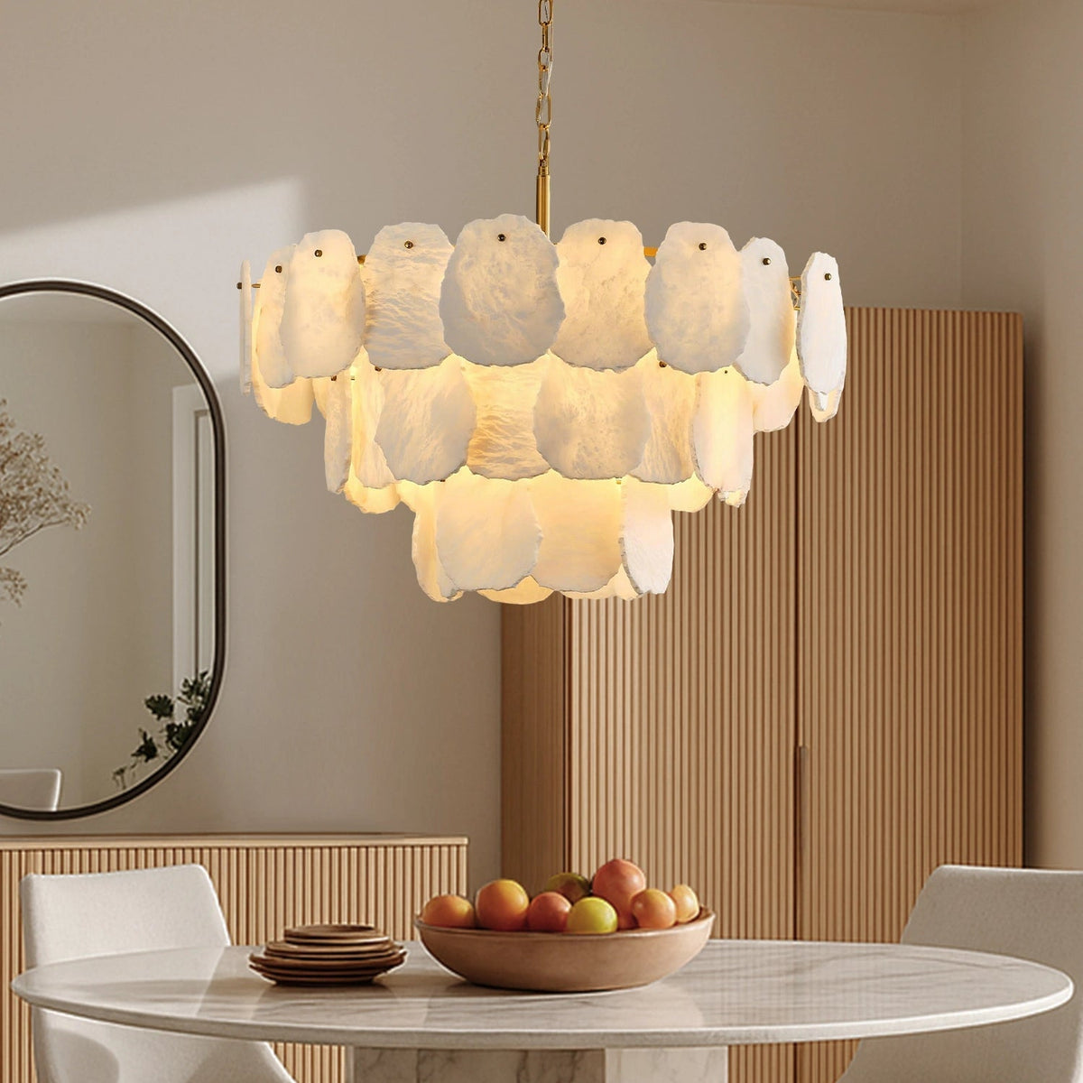 Your Brand Tiered Round Alabaster Chandelier