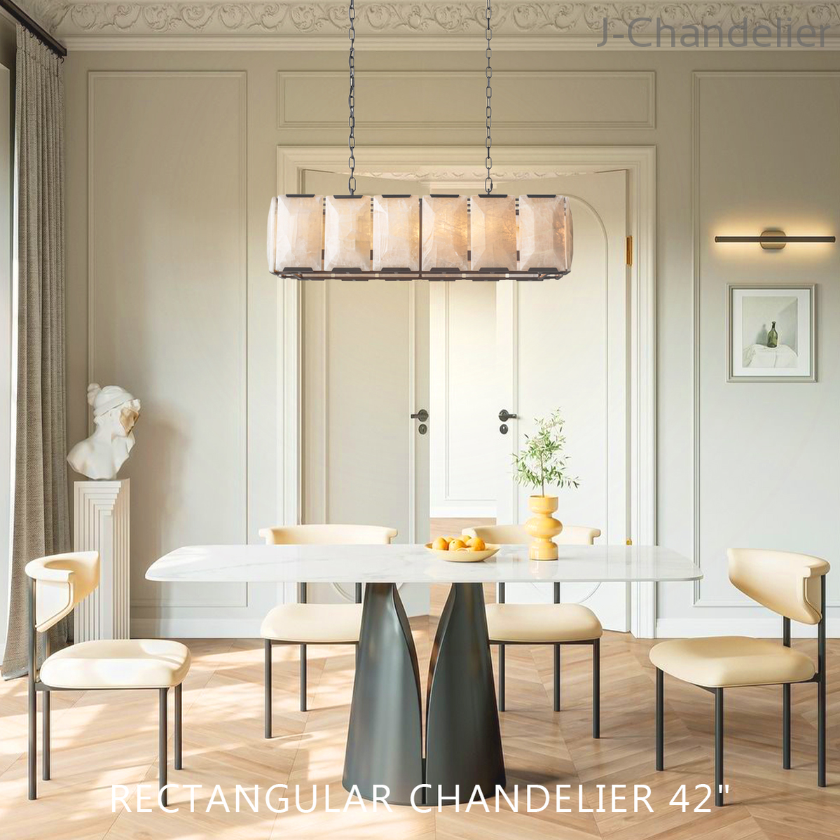 Harlew Calcite Rectangular Chandelier 42"