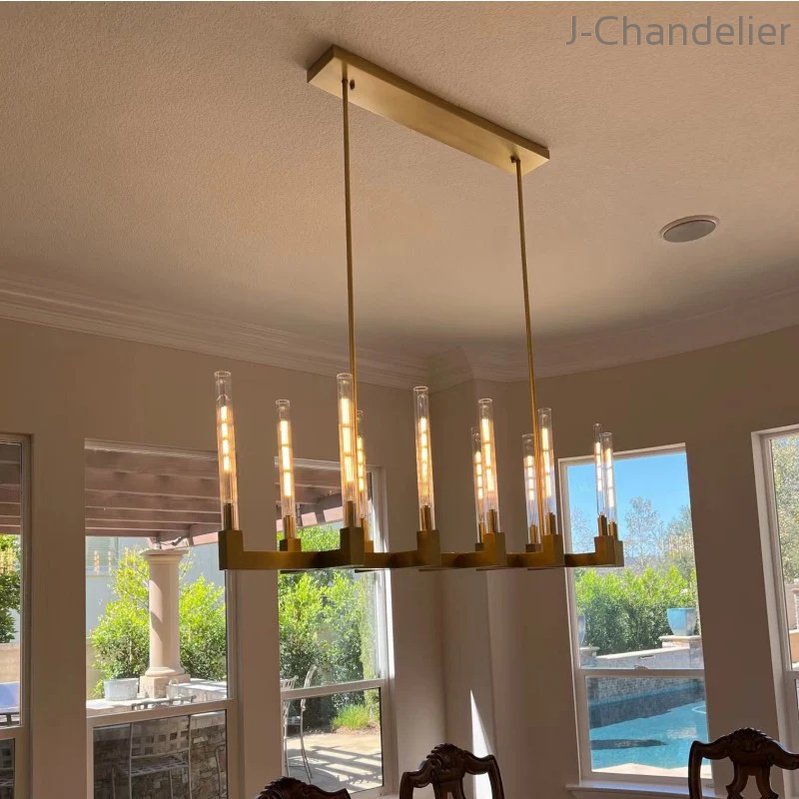 Cannel Glass Linear Chandelier 55"