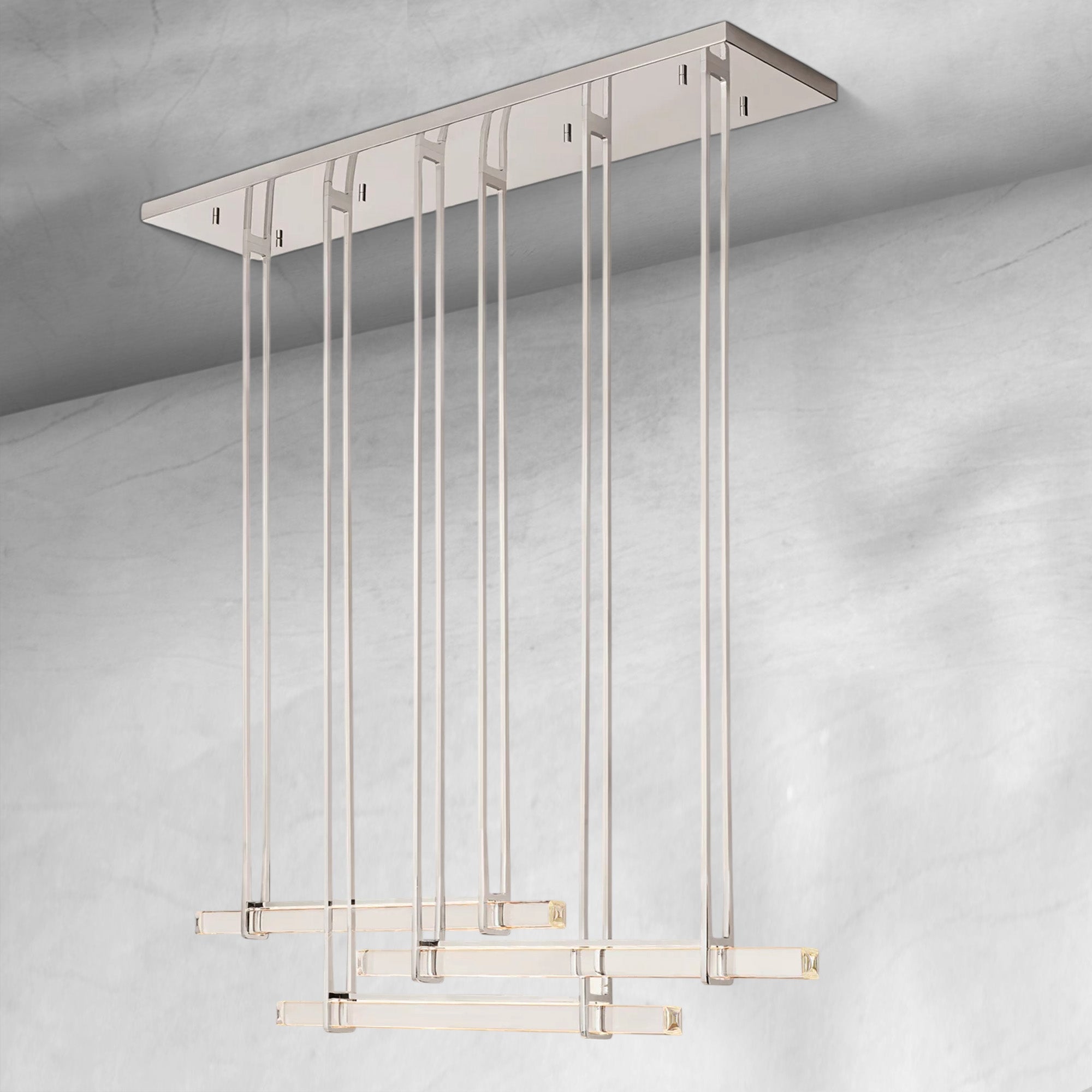Auduban Crystal Triple Bar Linear Chandelier