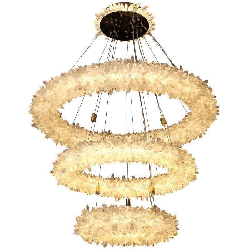 Derek Modern Rock Quartz Crystal Cluster Halo Chandelier - Merlin Lamps
