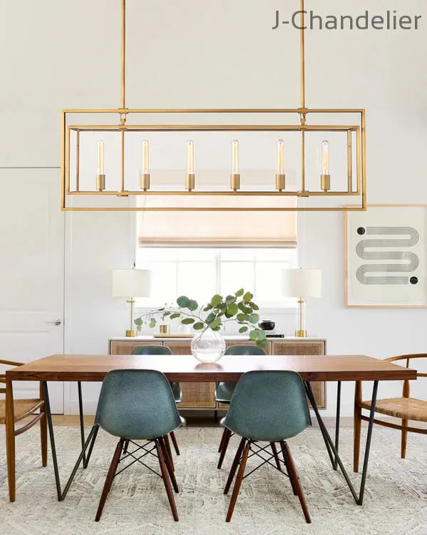 Baker Glass Lantern Rectangular Chandelier 54"