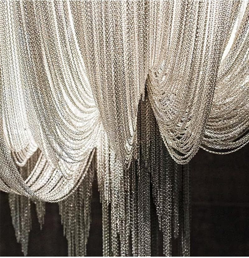 JC Liz Luxury Double-Layer Aluminum Chain Tassel Chandelier