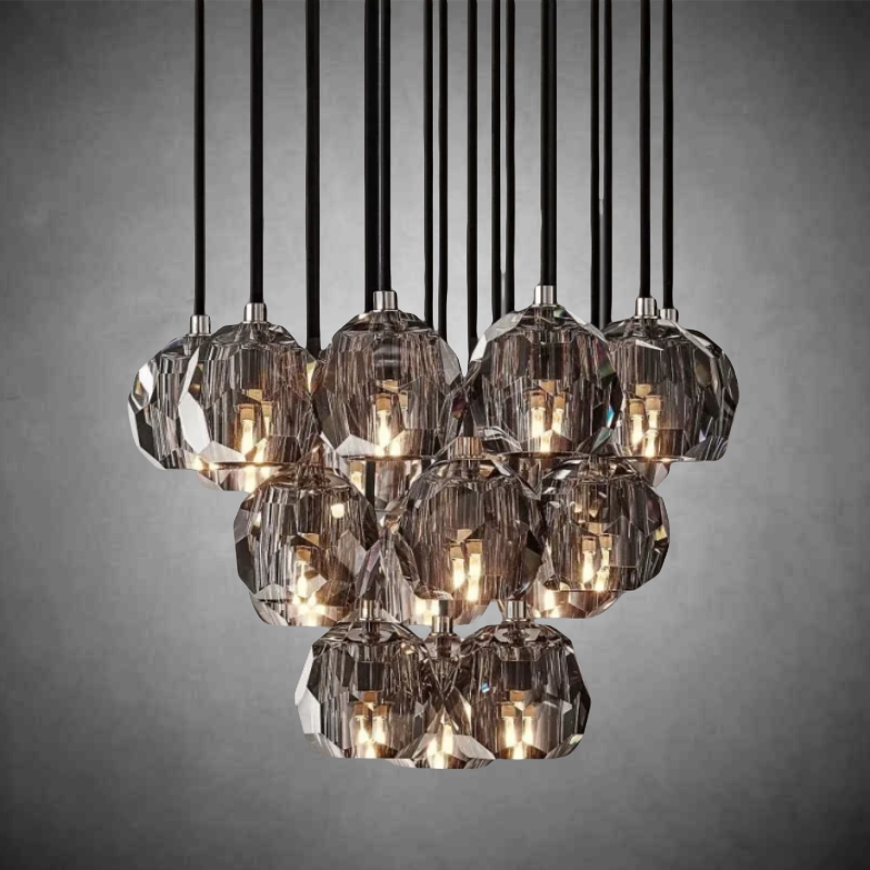 Bille De Crystal Cluster Round Chandelier 14"19"24"30"40"