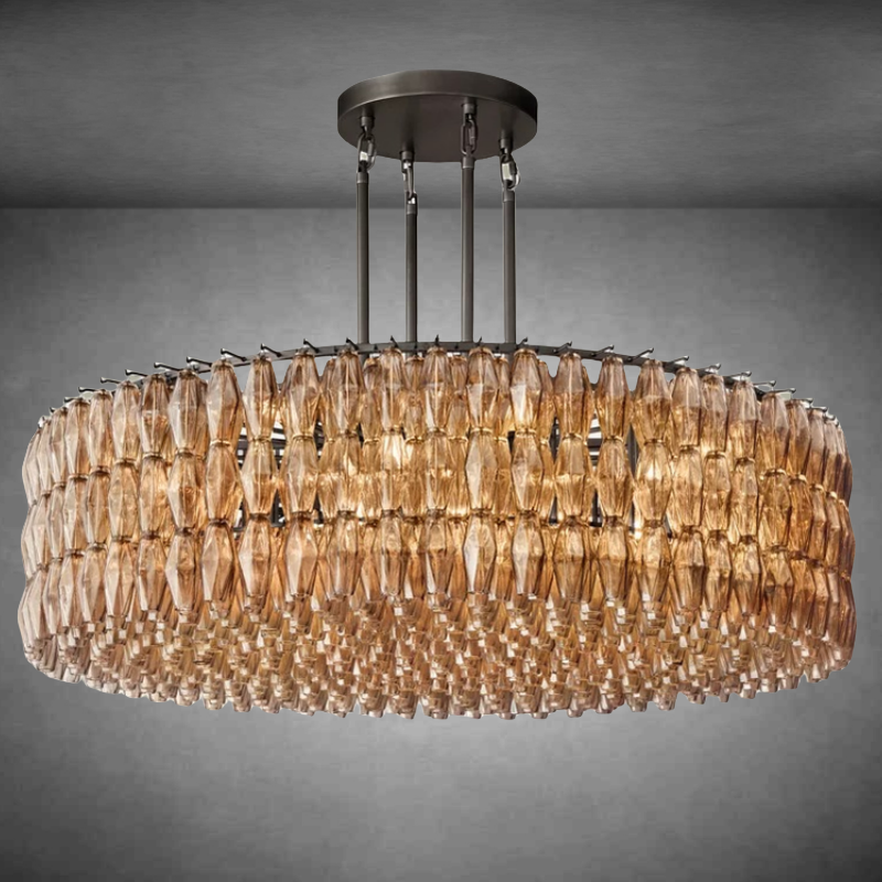 Chiaravalle Smoke Glass Round Chandelier 37"47‘’62‘’