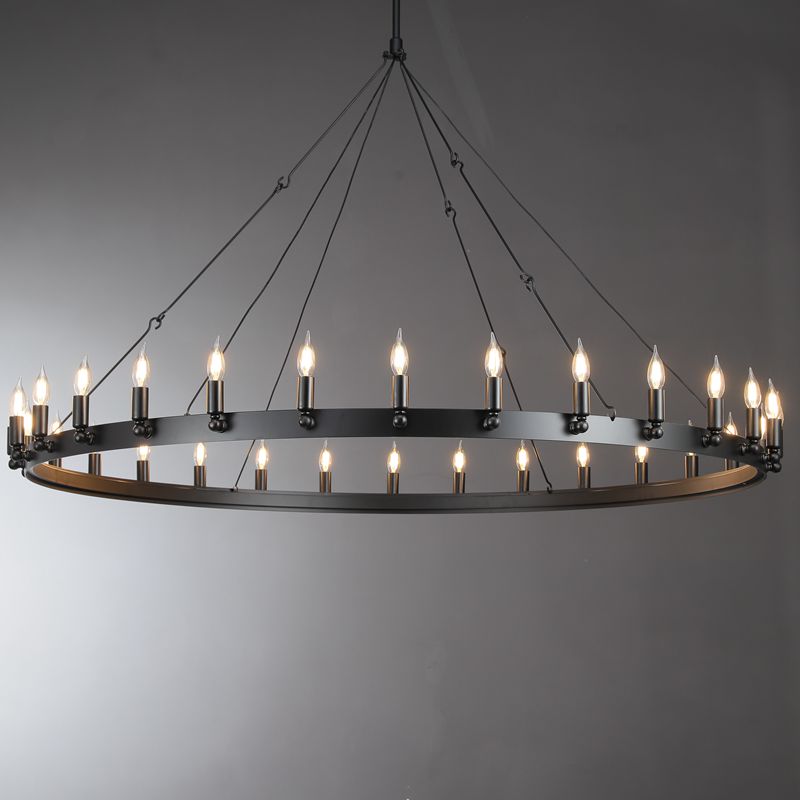 JC Caminare Vintage Round Chandelier Black Color