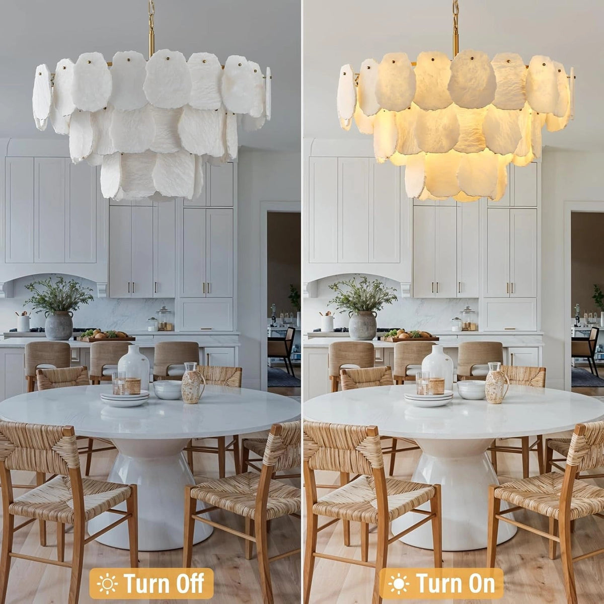 Your Brand Tiered Round Alabaster Chandelier
