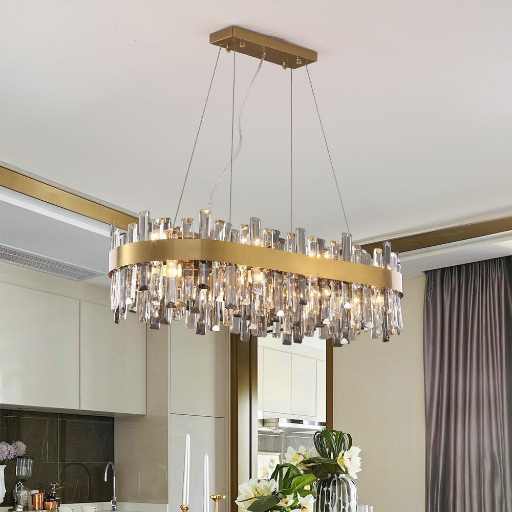 Elegance Rectangle Golden Lamp frame Crystal Chandelier 32" / 47"