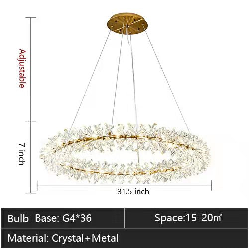 JC Rock 2 Wheel Frozen Ice Crystal Chandelier Light