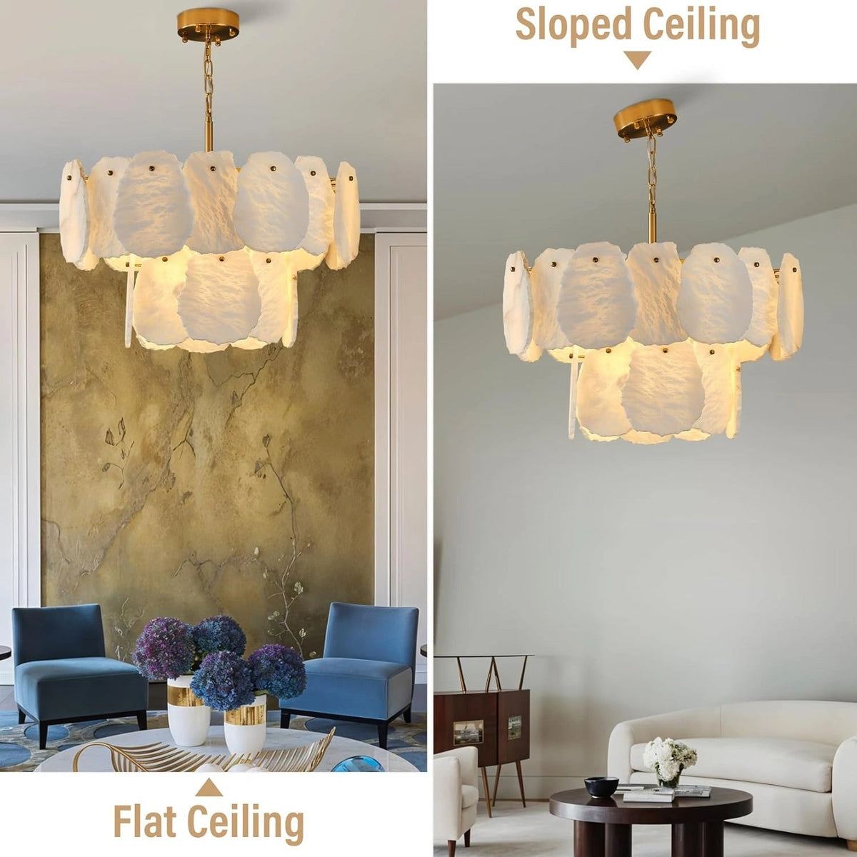 Your Brand Tiered Round Alabaster Chandelier
