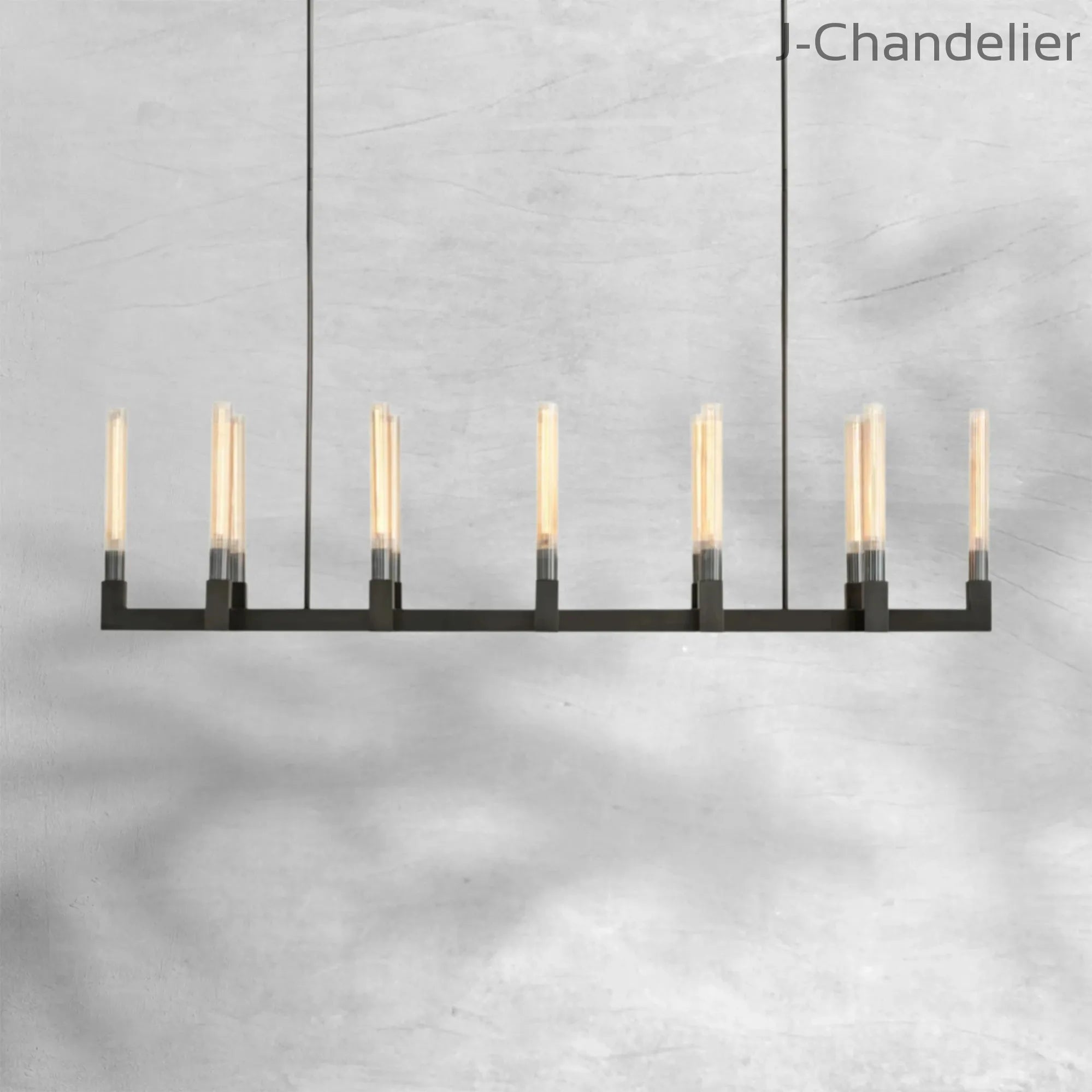 Cannel Glass Linear Chandelier 67"