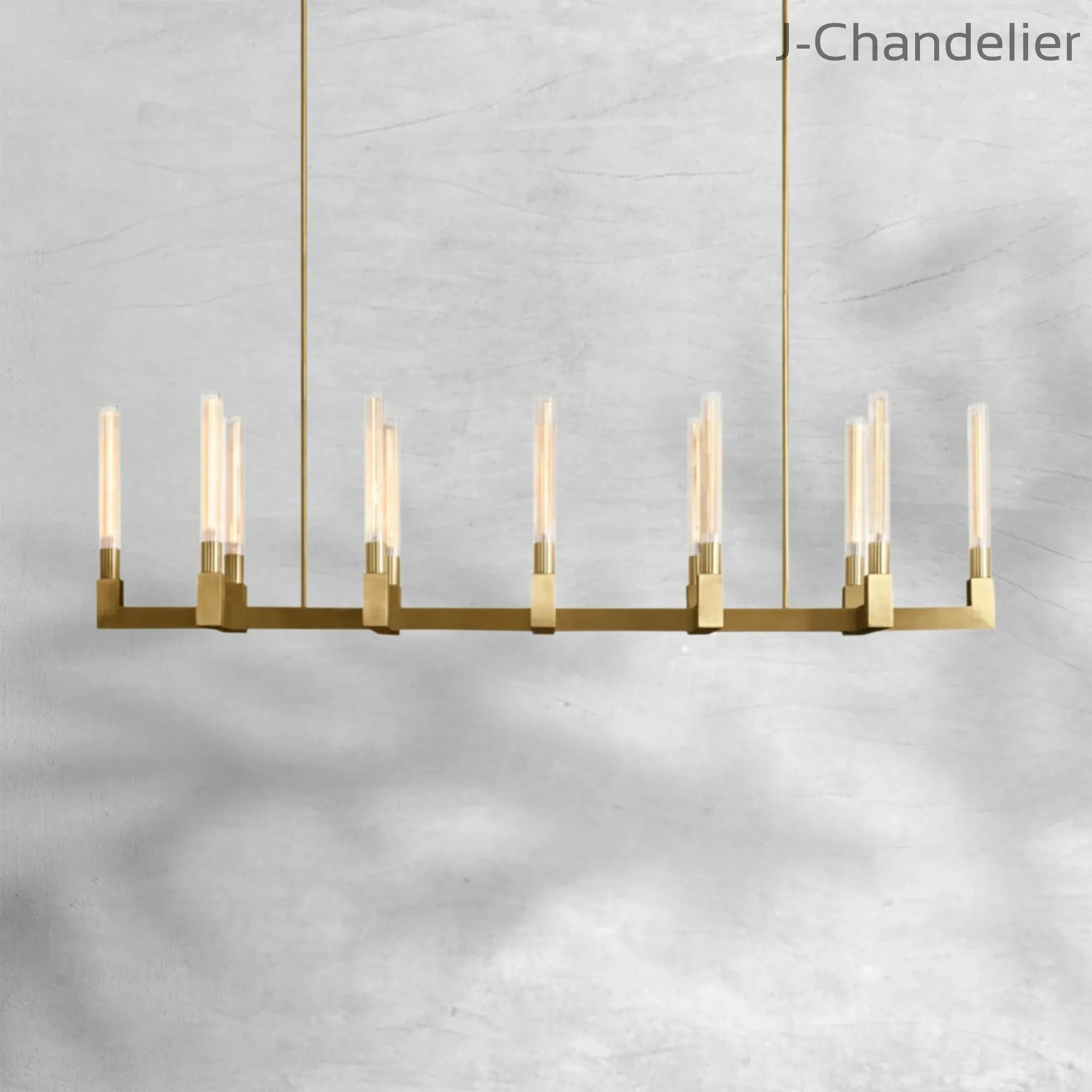 Cannel Glass Linear Chandelier 67"