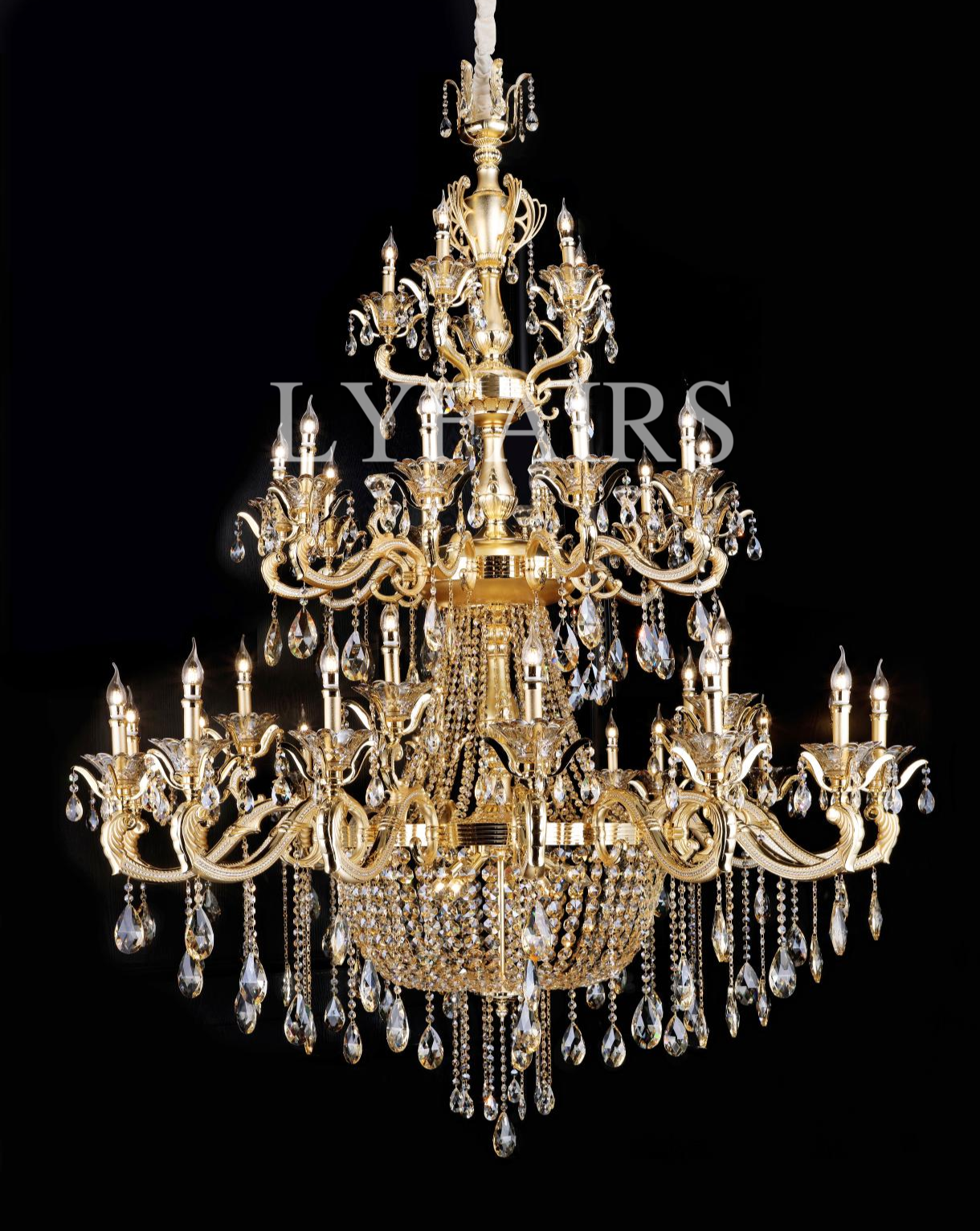 Royal Baroque Revival Vintage Chandelier Series with Waterfall Crystal
