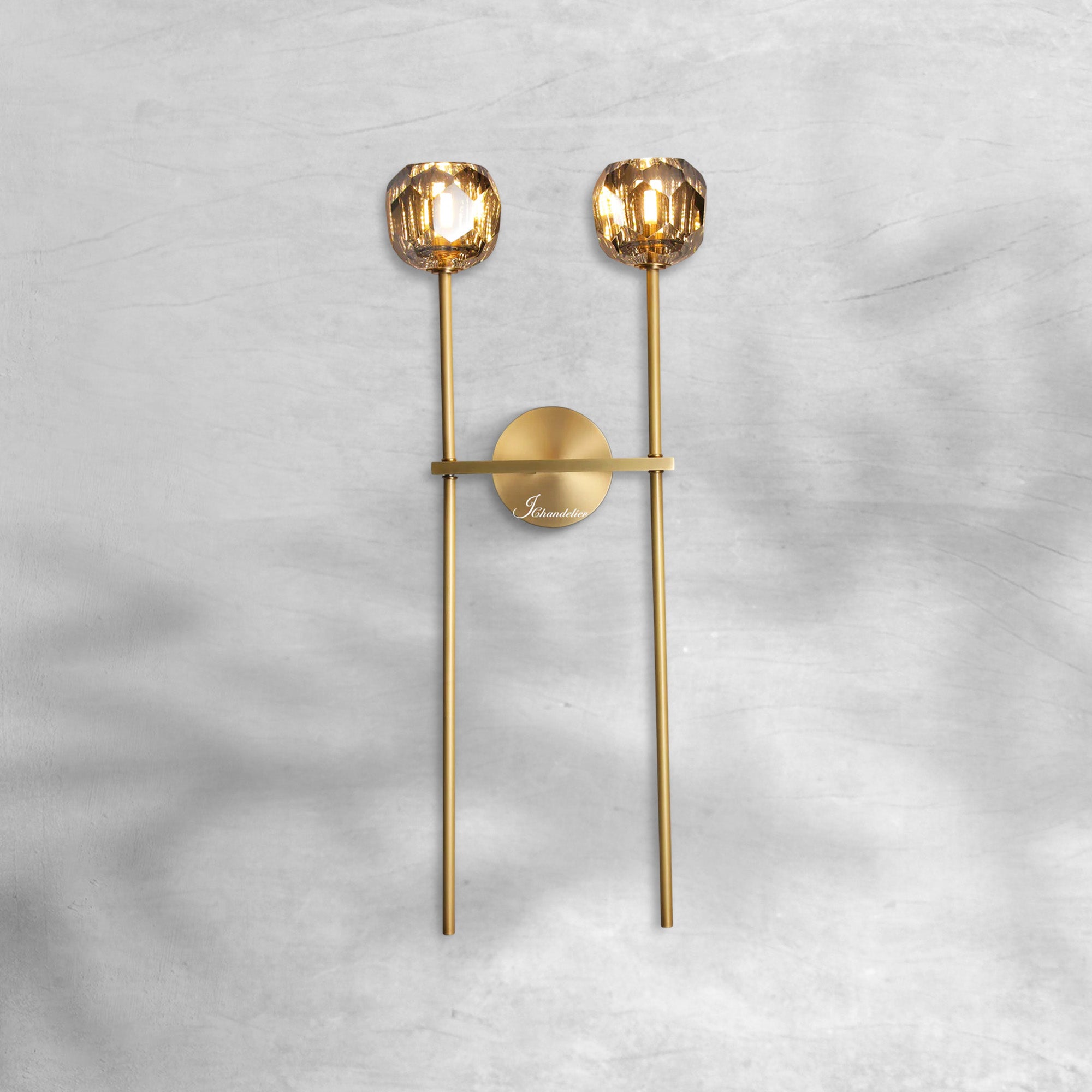 Bille De Crystal Smoke Glass Double Grand Wall Sconce