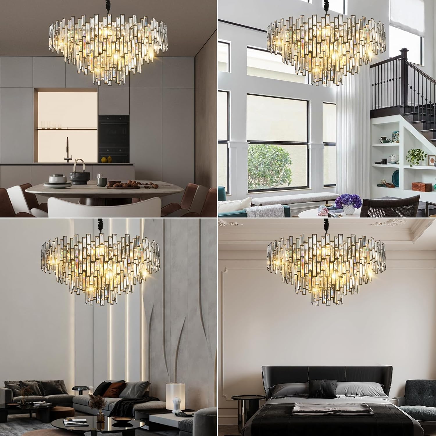 Modern Crystal Chandelier for High Ceilings