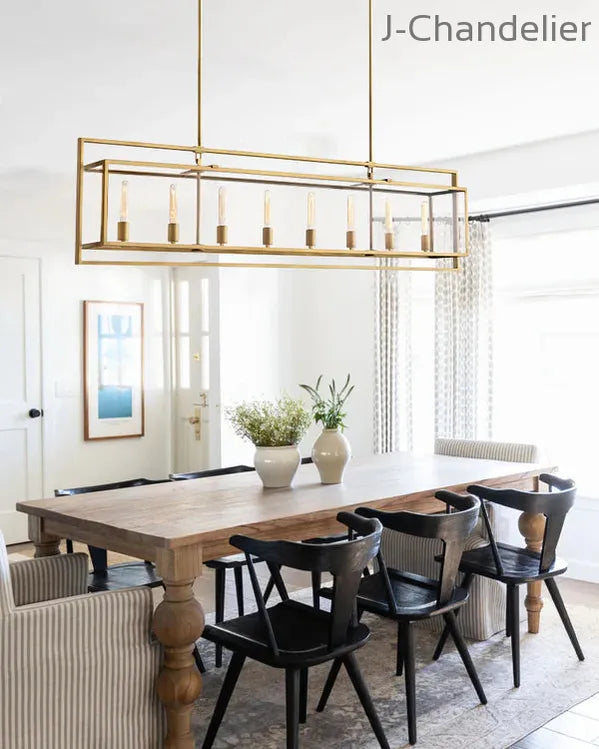 Baker Glass Lantern Rectangular Chandelier 54"