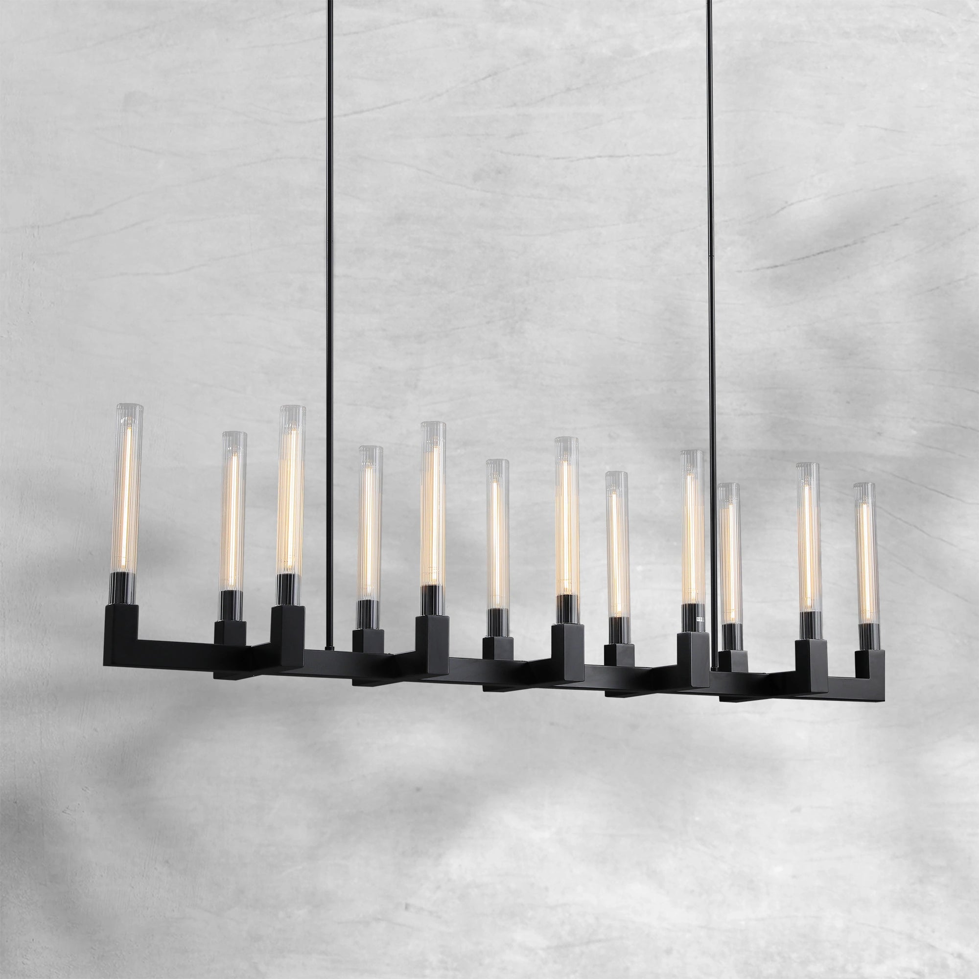 Cannel Glass Linear Chandelier 55"
