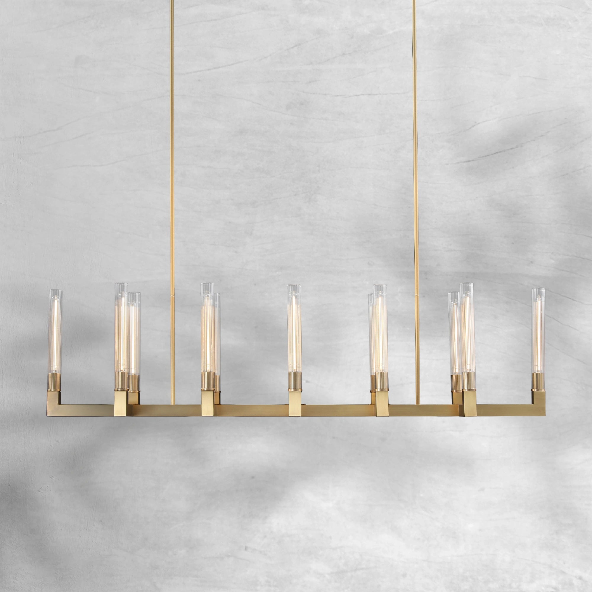 Cannel Glass Linear Chandelier 55"