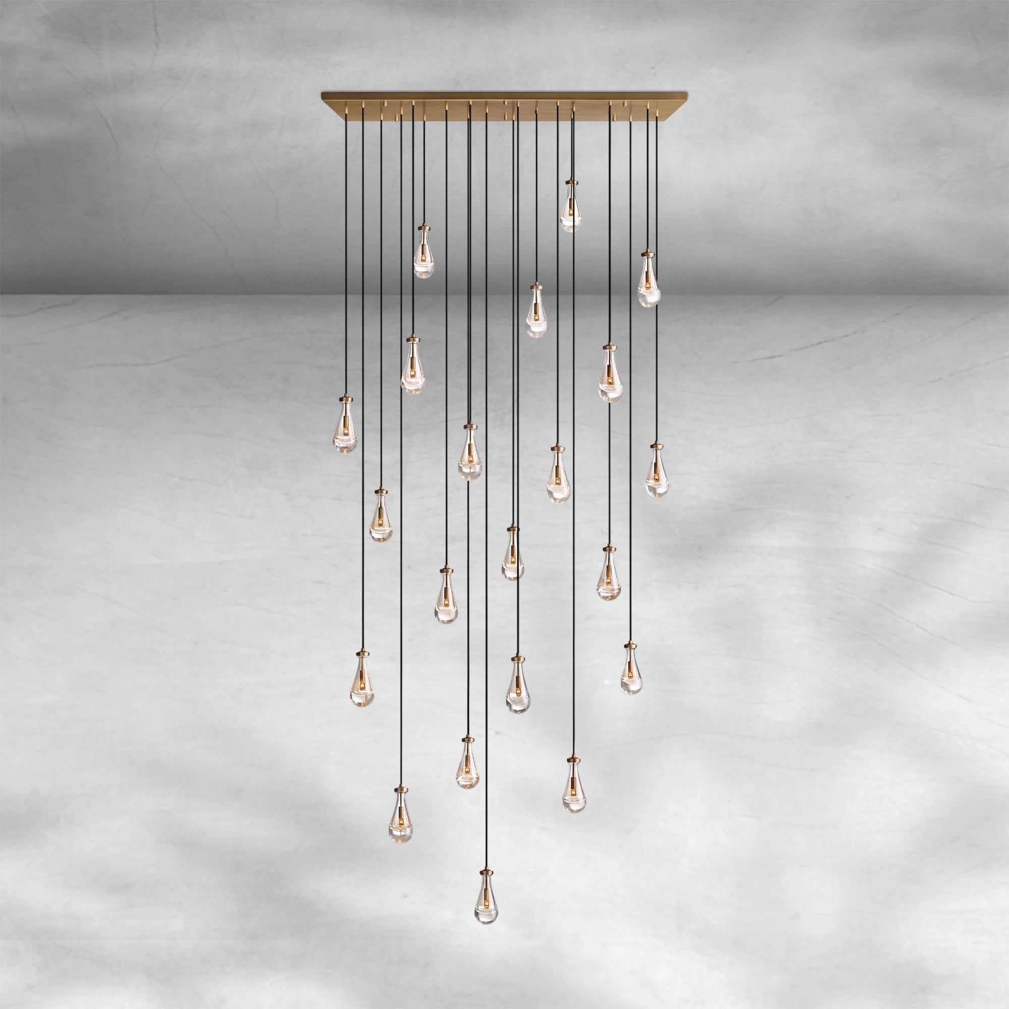 Raindrop Glass Linear Chandelier 72"