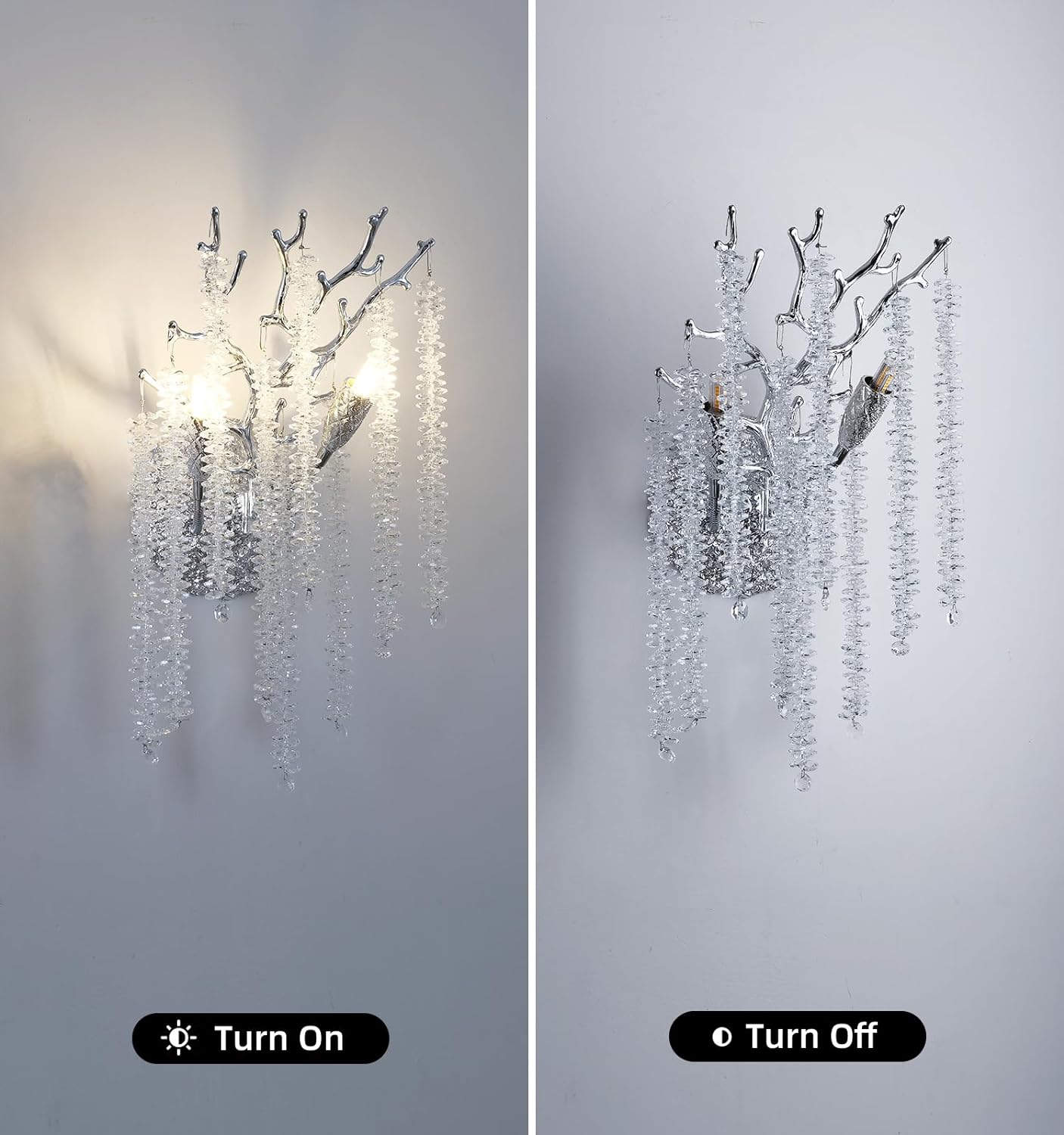Snow Tree Crystal Silver Wall Sconce 17"H - CUSTOMIZATION