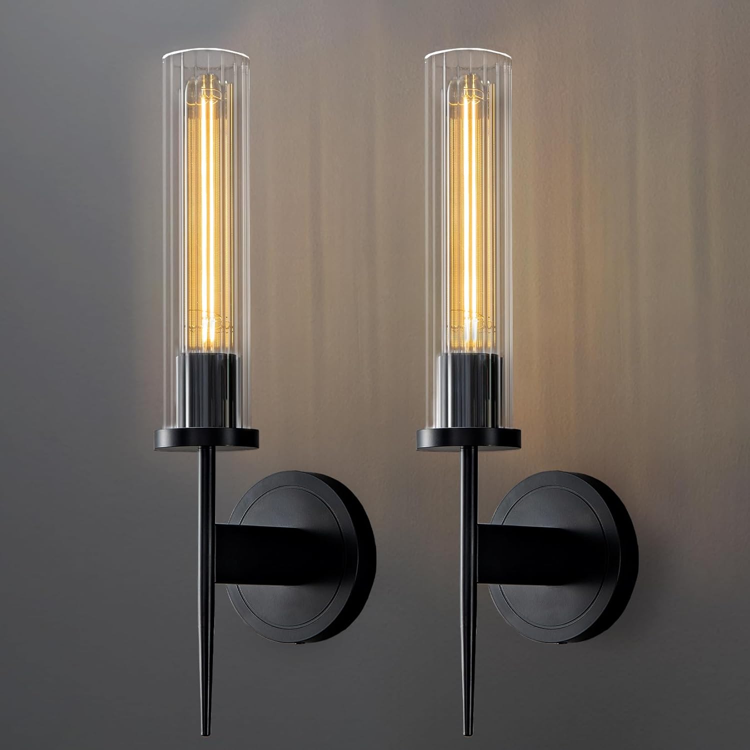 Elegant Black Water Ripple Wall Sconce Set – 2 Pack