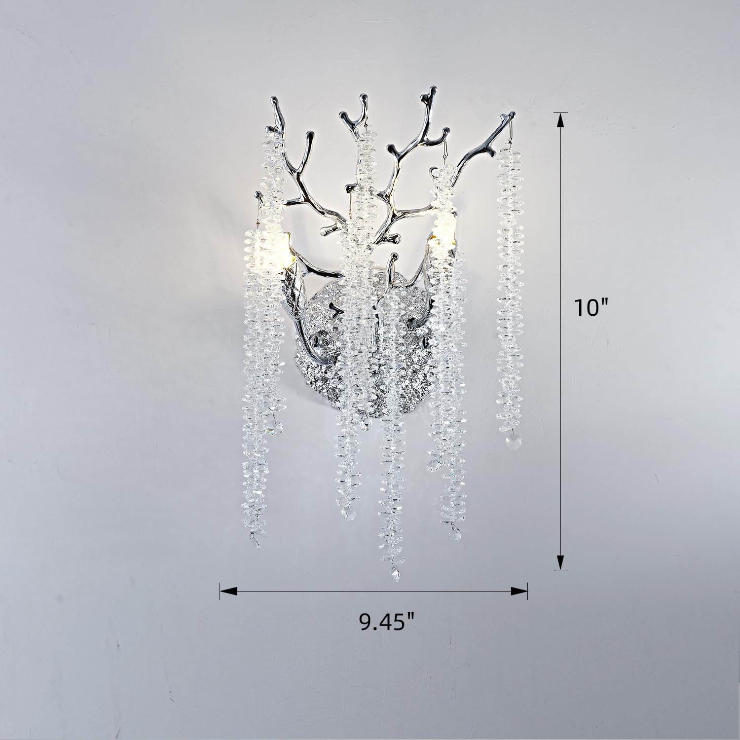 Snow Tree Crystal Silver Wall Sconce 17"H - CUSTOMIZATION