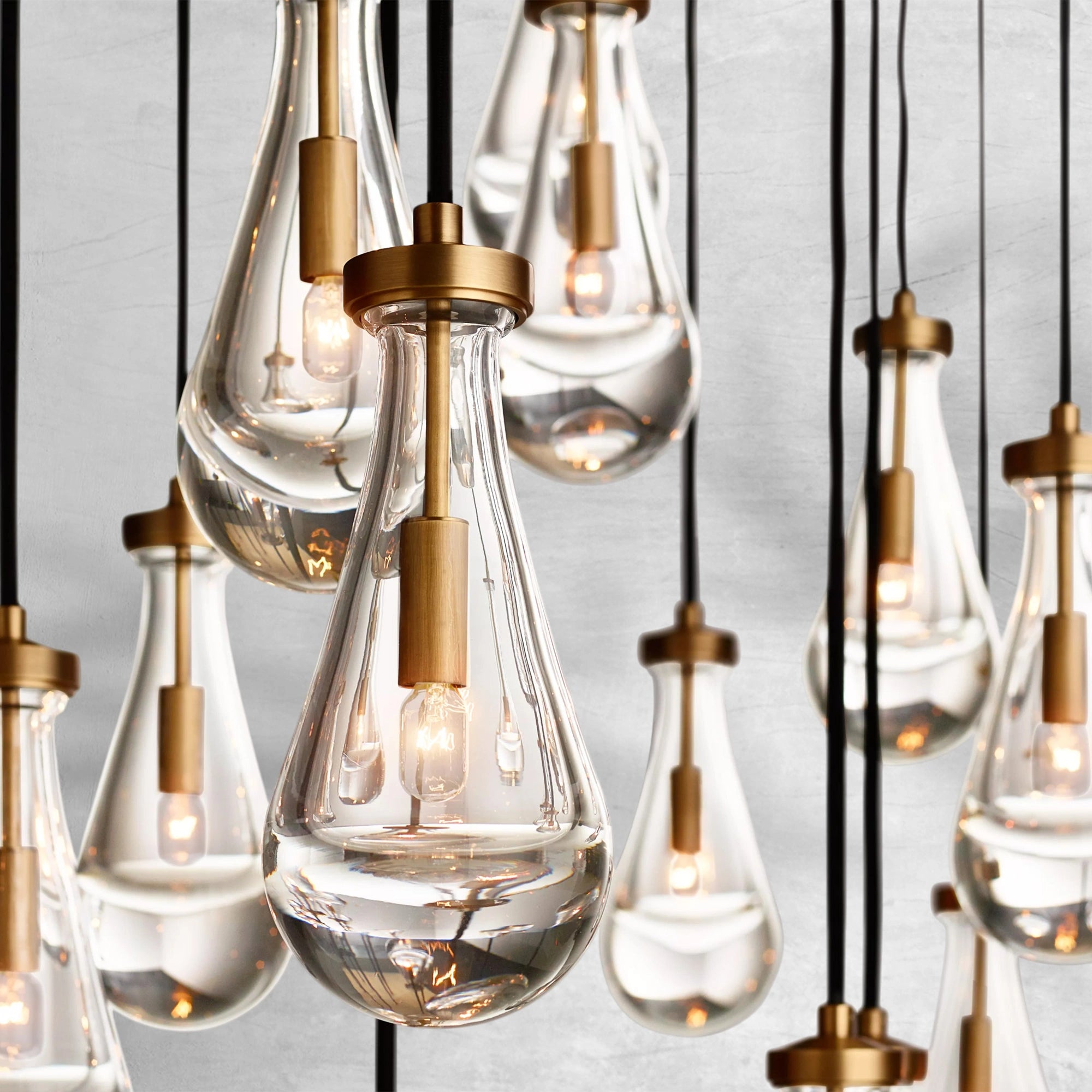 Raindrop Glass Linear Chandelier 72"