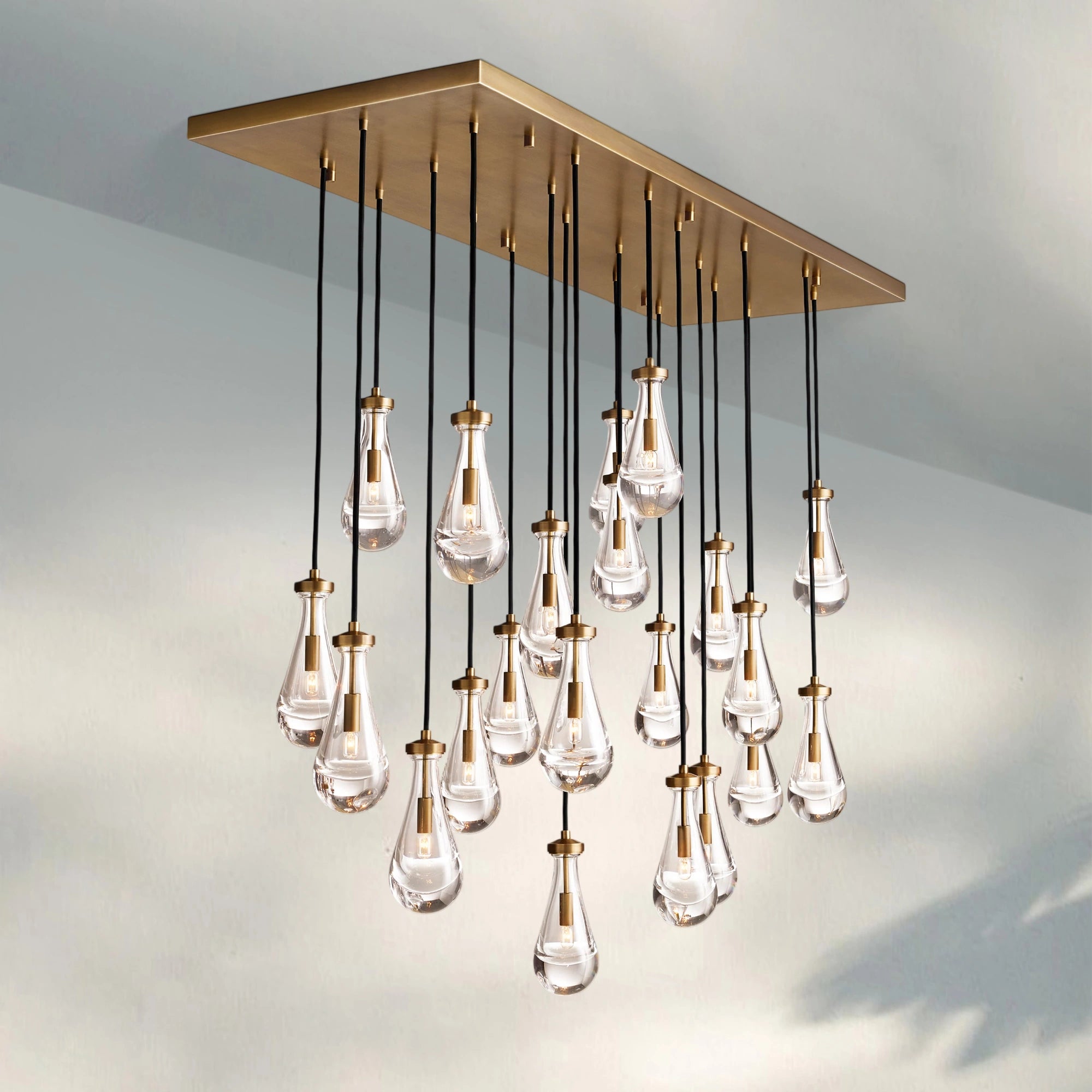 Raindrop Glass Linear Chandelier 72"