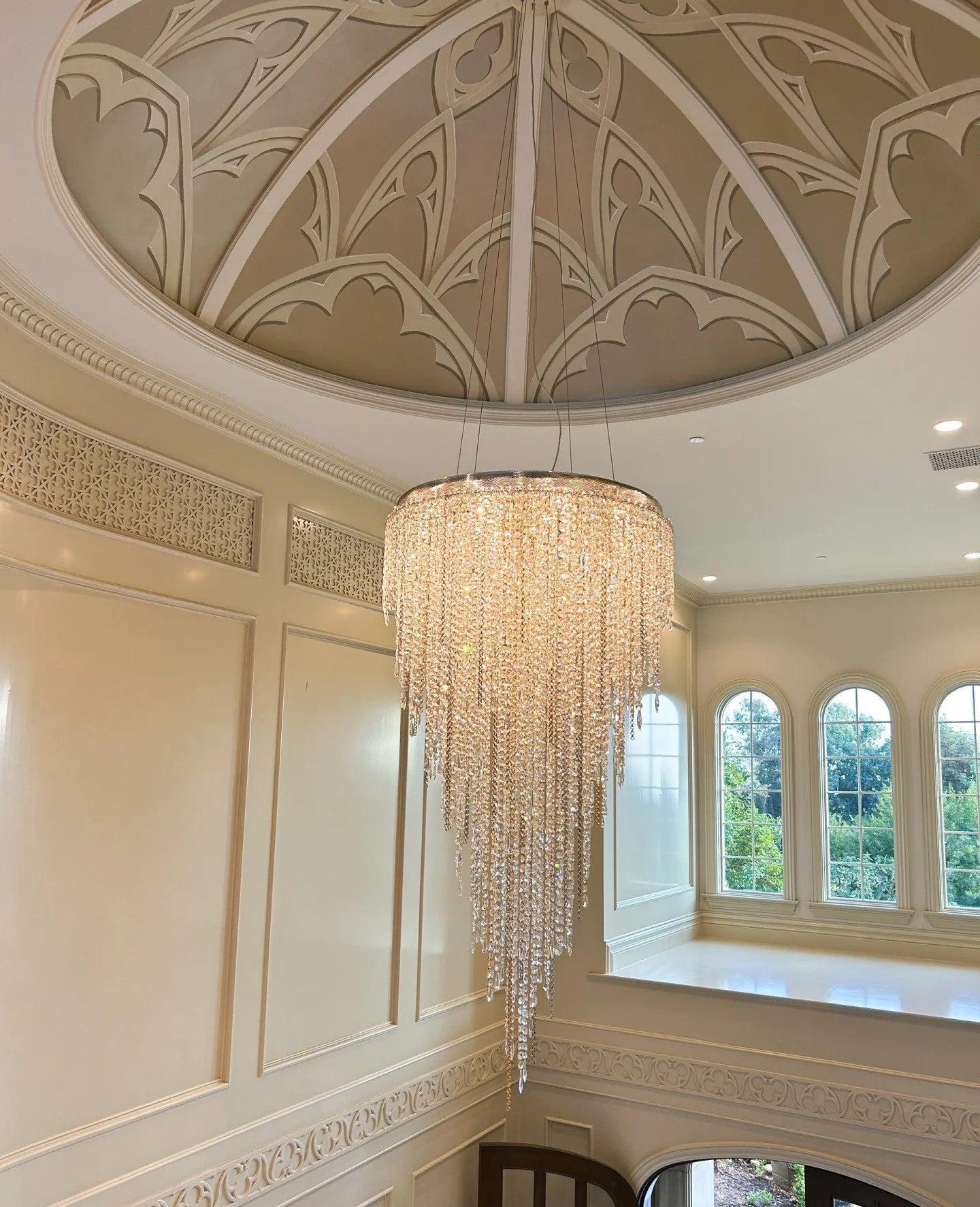 Modern Light Luxury Crystal Tassel Chandelier for Staircase/Living Room